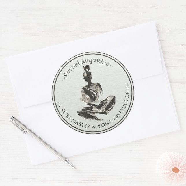 Adesivo Ioga Instrutor Lotus Meditation Pose Brushstrokes (Envelope)