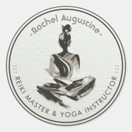 Adesivo Ioga Instrutor Lotus Meditation Pose Brushstrokes