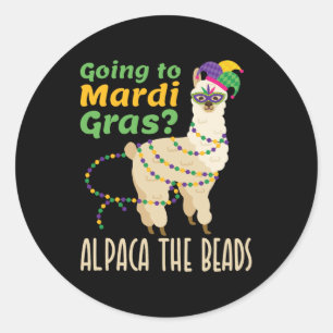 Adesivo Ir para Mardi Gras Alpaca as Miçangas
