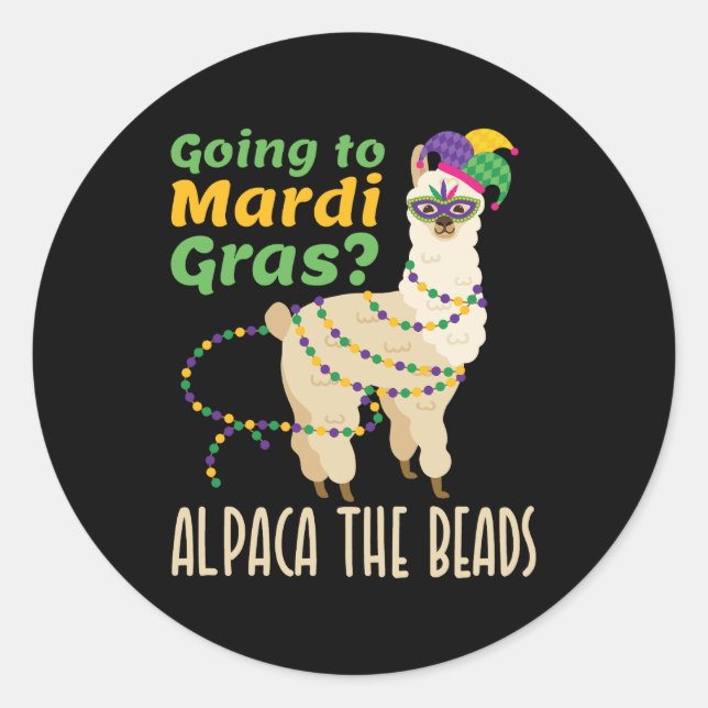 Adesivo Ir para Mardi Gras Alpaca as Miçangas (Frente)