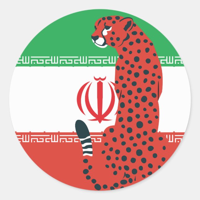Adesivo Irã Cheetah Bandeira Nacional Iraniana (Frente)
