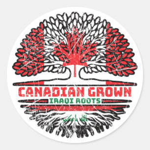Adesivo Iraque Iraquiano Canadense Tree Roots Flag