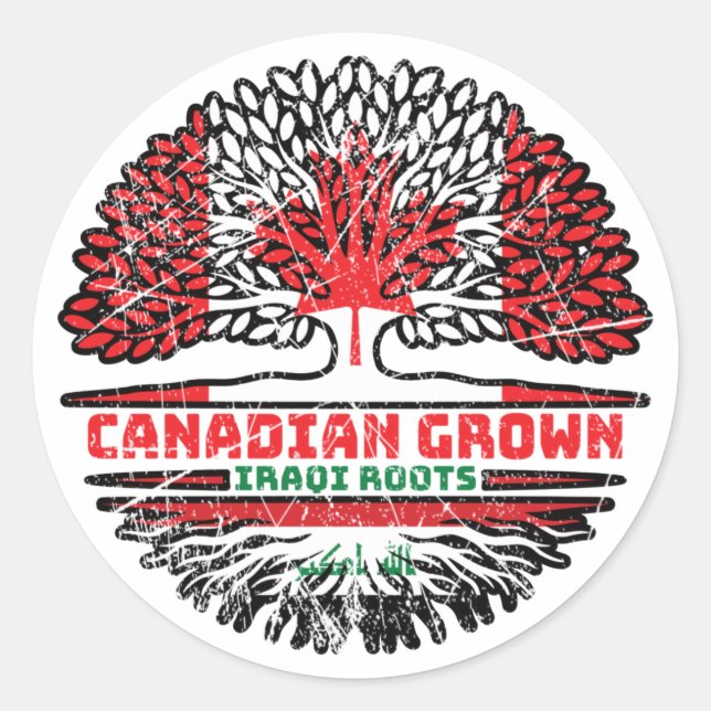 Adesivo Iraque Iraquiano Canadense Tree Roots Flag (Frente)