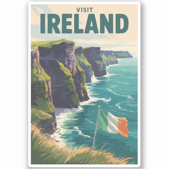 Adesivo Ireland Cliffs of Moher Illustration Travel Art (Frente)