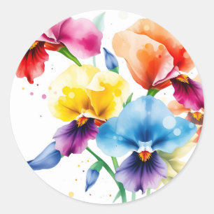 Adesivo Iris Blooms Elegantes com Watercolor Splatter