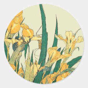 Adesivo Iris com Gafanhoto de Hokusai Impressão Vintage Ja