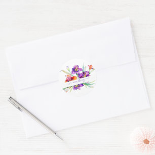 Adesivo Íris personalizada em aquarela roxa
