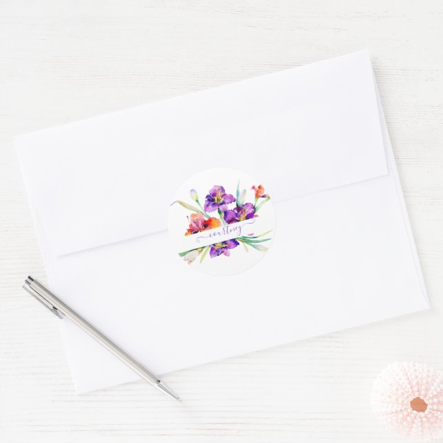 Adesivo Íris personalizada em aquarela roxa (Envelope)