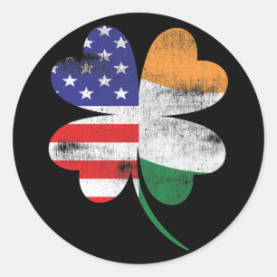 Adesivo IRISH AMERICAN FLAG Ireland Shamrock St Patricks