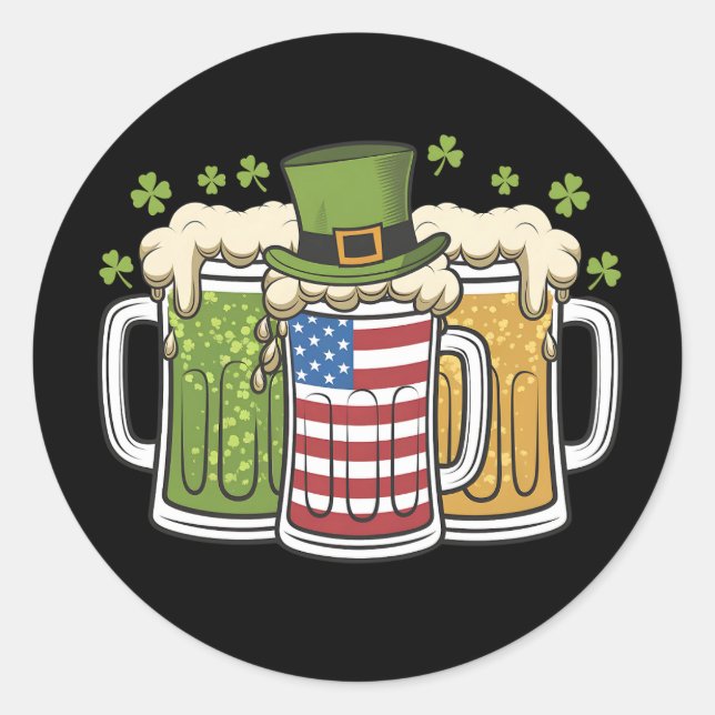 Adesivo Irish Beer Ireland USA American Flag de Patrick (Frente)