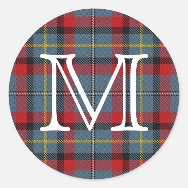 Adesivo Irish Clan MacNamara Tartan Com Monograma (Frente)