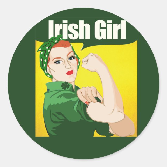 Adesivo Irish Girl Vintage Rosie Riveter (Frente)