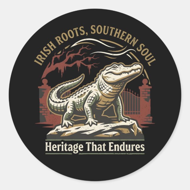 Adesivo Irish Roots Southern Soul Alligator (Frente)