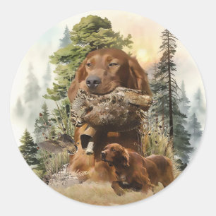 Adesivo Irish Setter, Woodcock para caçar, Art