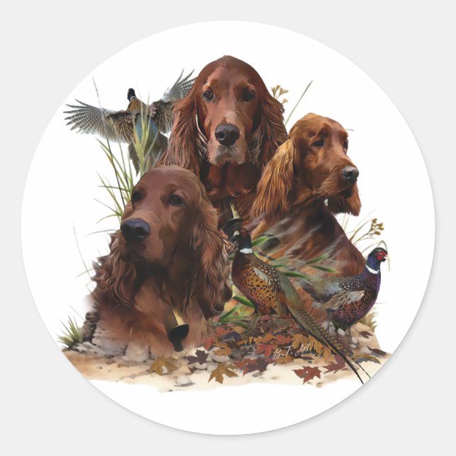 Adesivo Irish Setters com Faasants - Caça à Paixão (Frente)