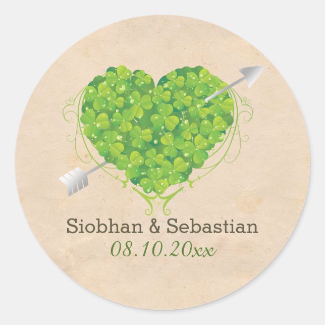 Adesivo Irish Wedding Shamrock Heart (Frente)