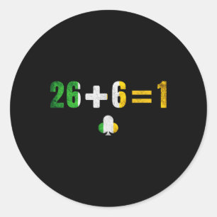 Adesivo Irlanda Unida 26 + 6 = 1 Trevo Irlandês St Patric