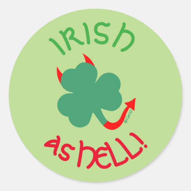 Adesivo Irlandês como Inferno Dançando Shamrock (Frente)