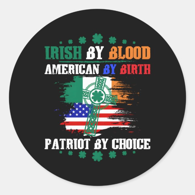 Adesivo Irlandês Por Blood American Por Nascimento Patriot (Frente)