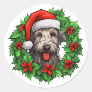 Adesivo Irlandês Wolfhound Christmas Wreath