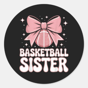 Adesivo Irmã de Basquete Laço Rosa Fofo Fã de Esportes Grá