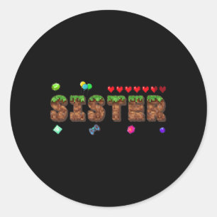 Adesivo Irmã Do Menino Do Aniversário Jogo De Pixel Festa 