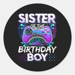 Adesivo Irmã Do Menino Do Aniversário Jogo De Vídeo Engraç