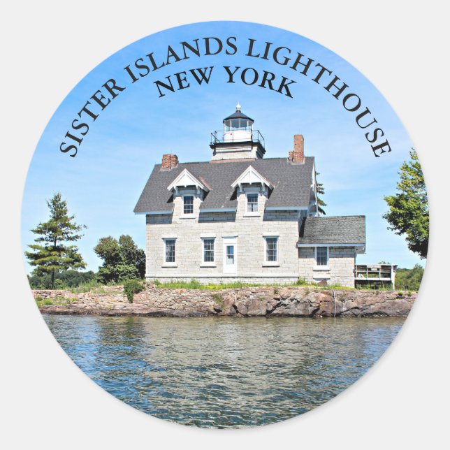 Adesivo Irmã Islands Lighthouse, New York Round Stickers (Frente)