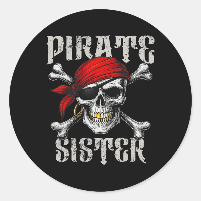 Adesivo Irmã Pirata Jolly Roger Flag E Skull Crossbone (Frente)