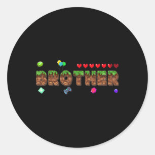 Adesivo Irmão do Menino do Aniversário Jogo de Pixel Corre