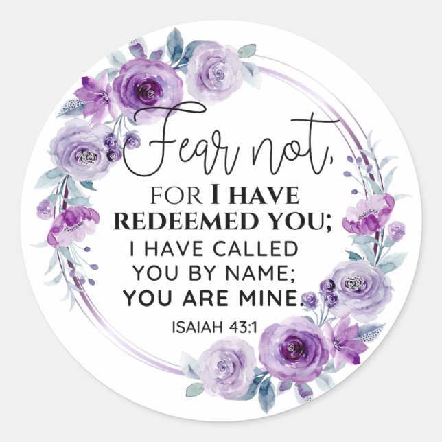 Adesivo Isaiah 43:1 Fear not I have Redeemed you Floral (Frente)