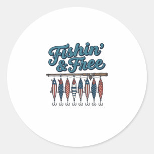 Adesivo Isca de Pesca Patriótica Vintage Fishin' & Free