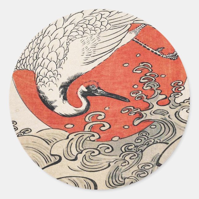 Adesivo Isoda Koryusai Crane Waves e ascensão (Frente)