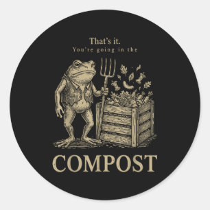 Adesivo Isso vai para a compostagem, sapo engraçado de jar