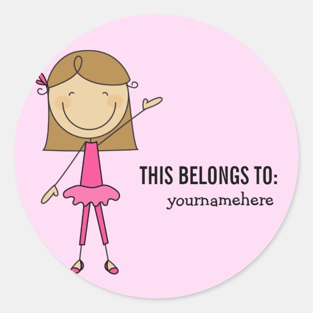 Adesivo ISTO PERTENCE A Girly Ballerina Sticker (Frente)