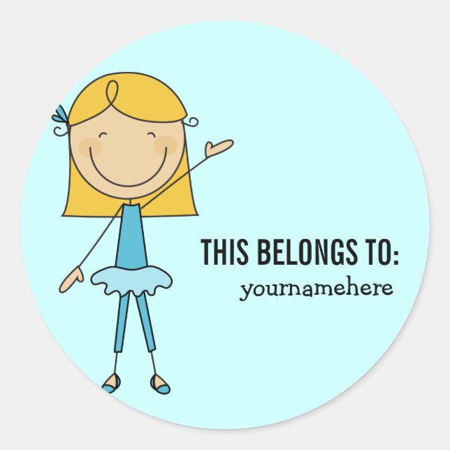 Adesivo ISTO PERTENCE A Girly Ballerina Sticker (Frente)