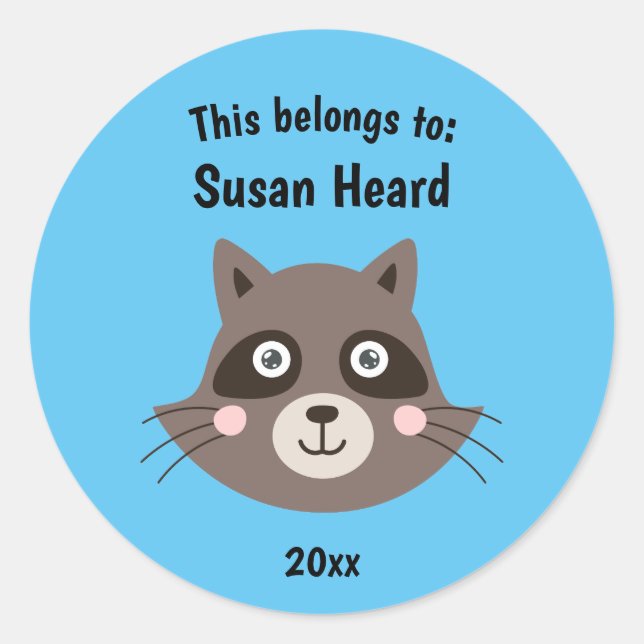 Adesivo Isto pertence ao azul de guaxinim da escola (Frente)