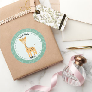 Adesivo Isto pertence ao nome da Girafa de Cute da Escola