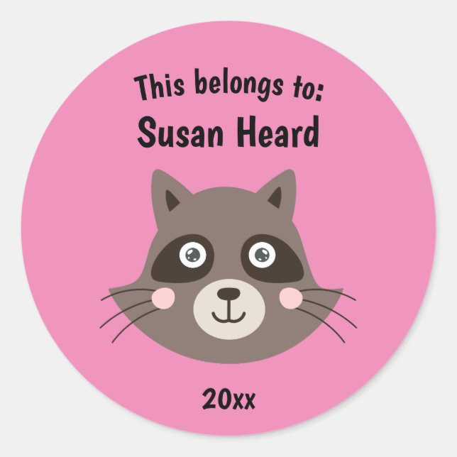 Adesivo Isto pertence ao Rosa-guaxinim da Escola (Frente)