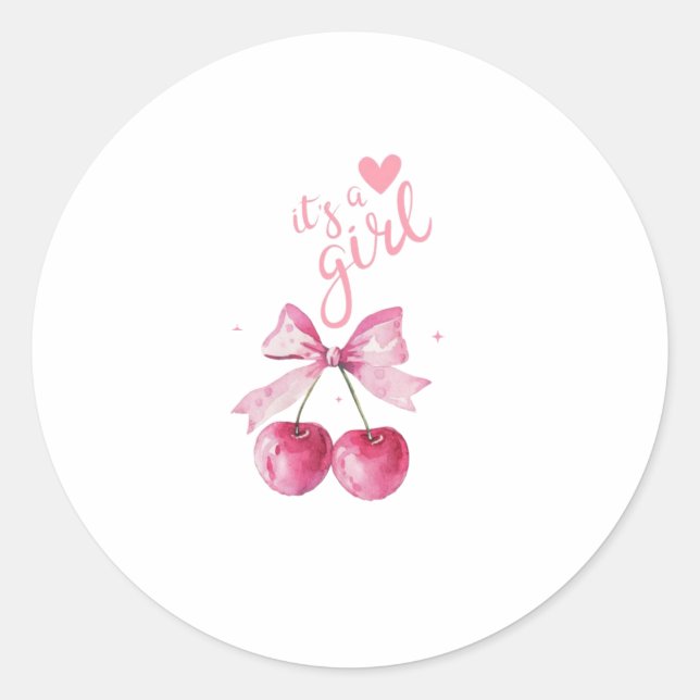 Adesivo It’s a Girl Cherry Baby Shower Sticker (Frente)