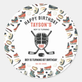 Adesivo It’s Game Time Hockey 1st Birthday Party