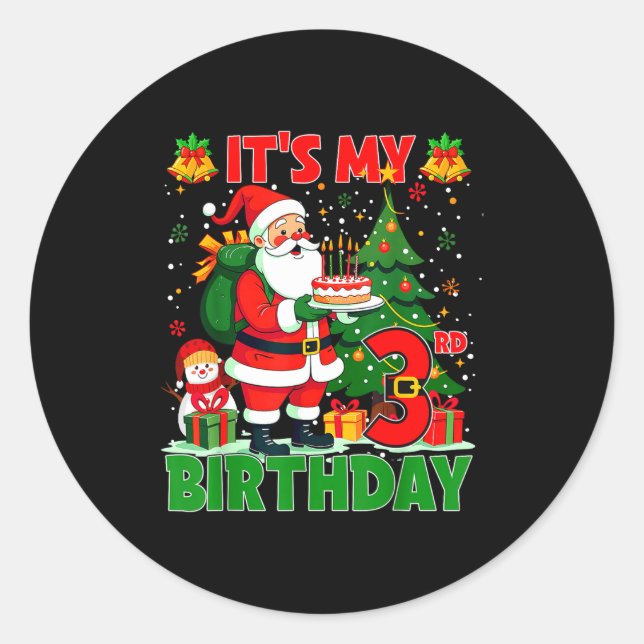 Adesivo It’s My 3rd Birthday Santa Christmas Outfit 3 Year (Frente)