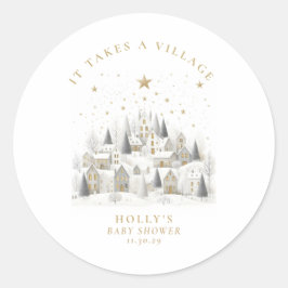 Adesivo It Takes a Village Snowy Whimsical Baby Shower