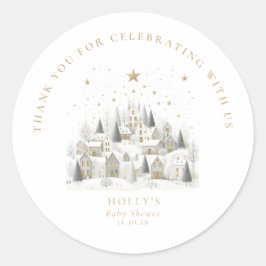 Adesivo It Takes a Village Snowy Whimsical Baby Shower