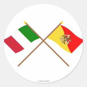 Adesivo Italia e bandeiras cruzadas Sicilia