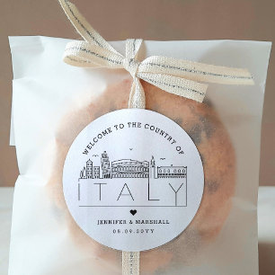 Adesivo Itália Skyline Mensagem de boas-vindas do casame