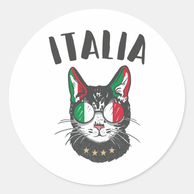 Adesivo Itália Soccer Cat Mascot Bandeira italiana (Frente)