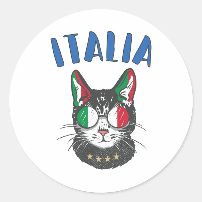 Adesivo Itália Soccer Cat Mascot Bandeira italiana (Frente)