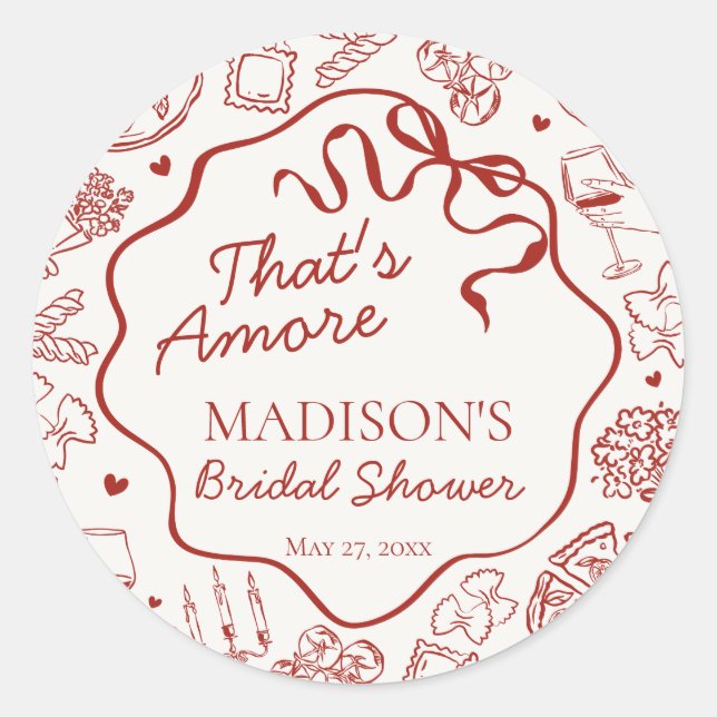 Adesivo Italian Pasta Thats Amore Bridal Shower Seal (Frente)