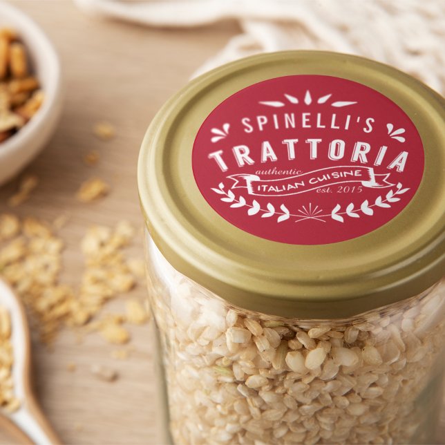 Adesivo Italiano Trattoria Vintage Restaurant Logo Vermelh (Criador carregado)